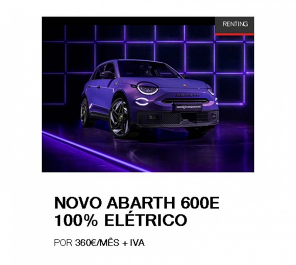 RENTING NOVO ABARTH 600e 100% EL�TRICO  Por 360�/m�s + IVA