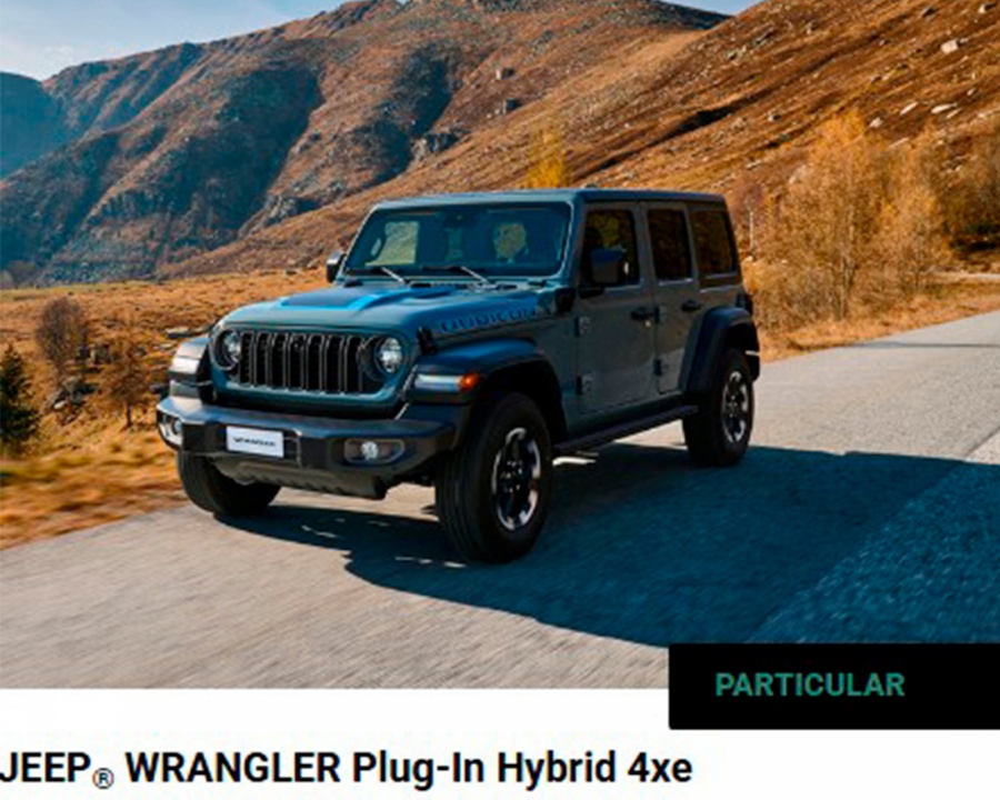 JEEP® WRANGLER Plug-In Hybrid 4xe Por 880€ / Mês JEEP® WRANGLER Plug-In Hybrid 4xe Por 880€ / Mês