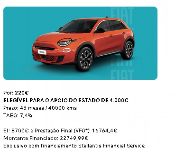 600e 100% Elétrico Por: 205€ 600e 100% Elétrico Por: 205€