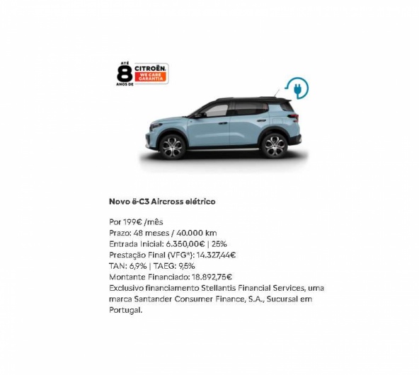SIMPLY DRIVE - Novo �-C3 Aircross el�trico Por 199�/m�s
